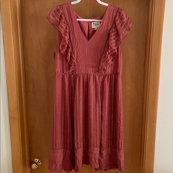 Anthropologie HOLDING HORSES Boho Dress in Rose size XL lace ruffles - Picture 4 of 11